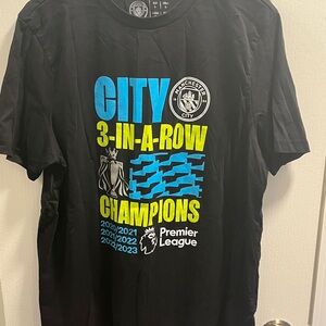 Black Manchester City Champions T-Shirt